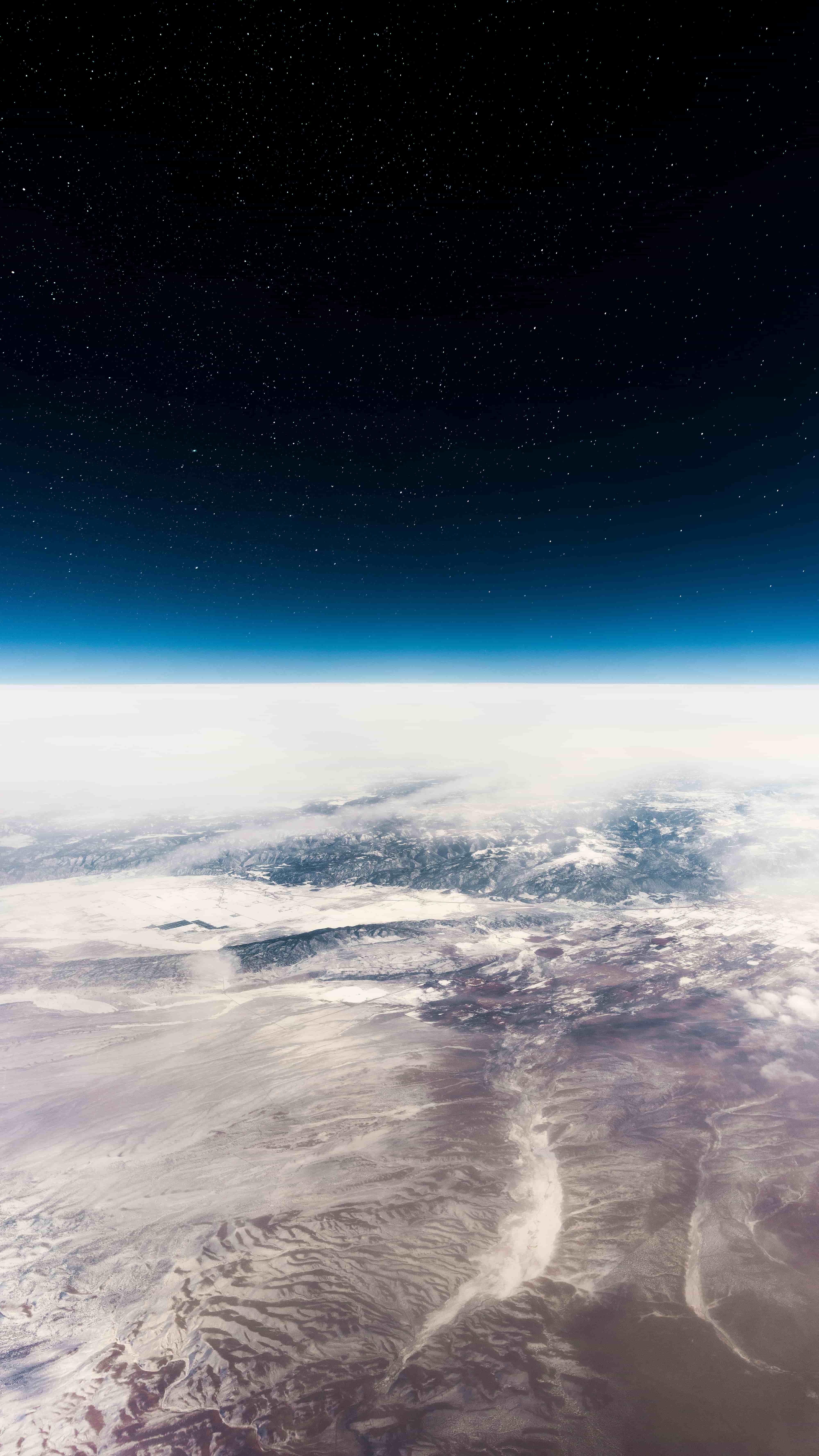 Earth's horizon seen from a space shuttle